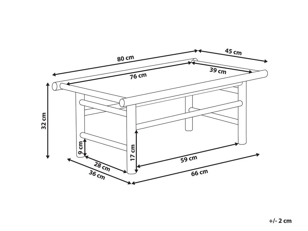 Table de jardin 45 cm 80 cm Bambou Marron