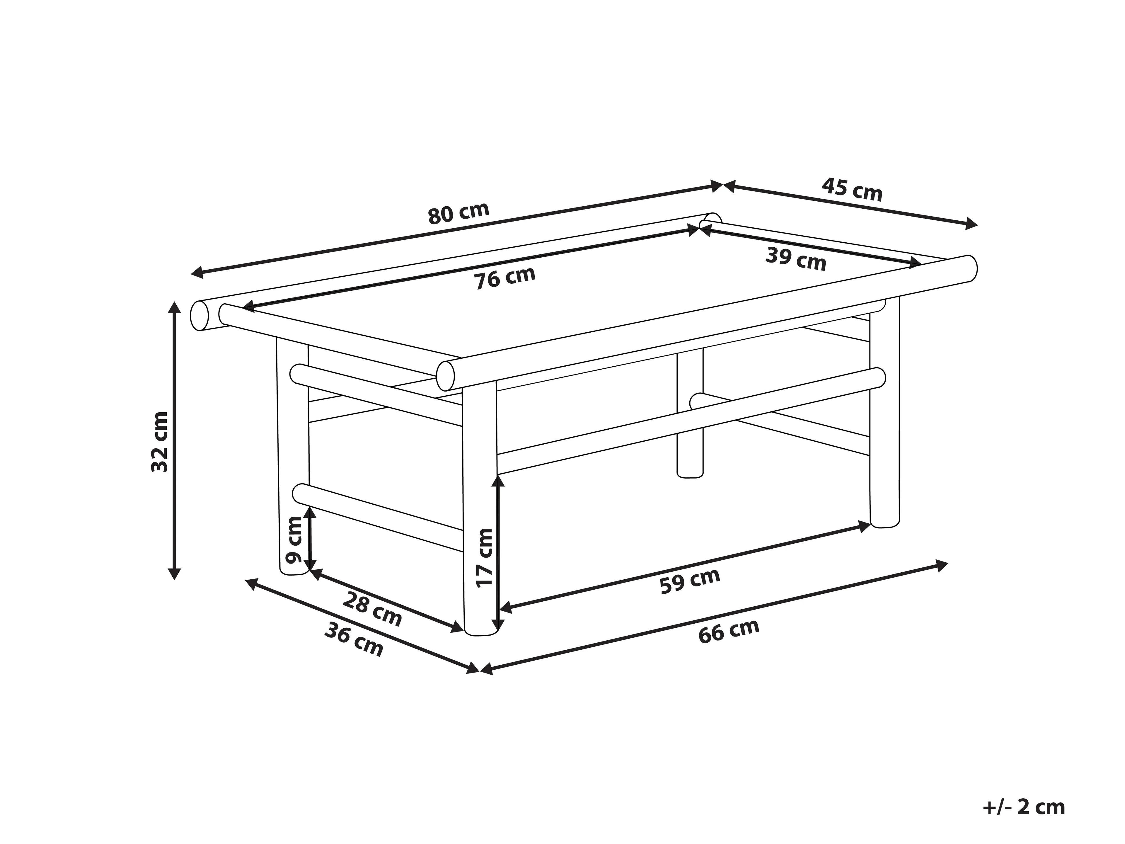 Table de jardin 45 cm 80 cm Bambou Marron