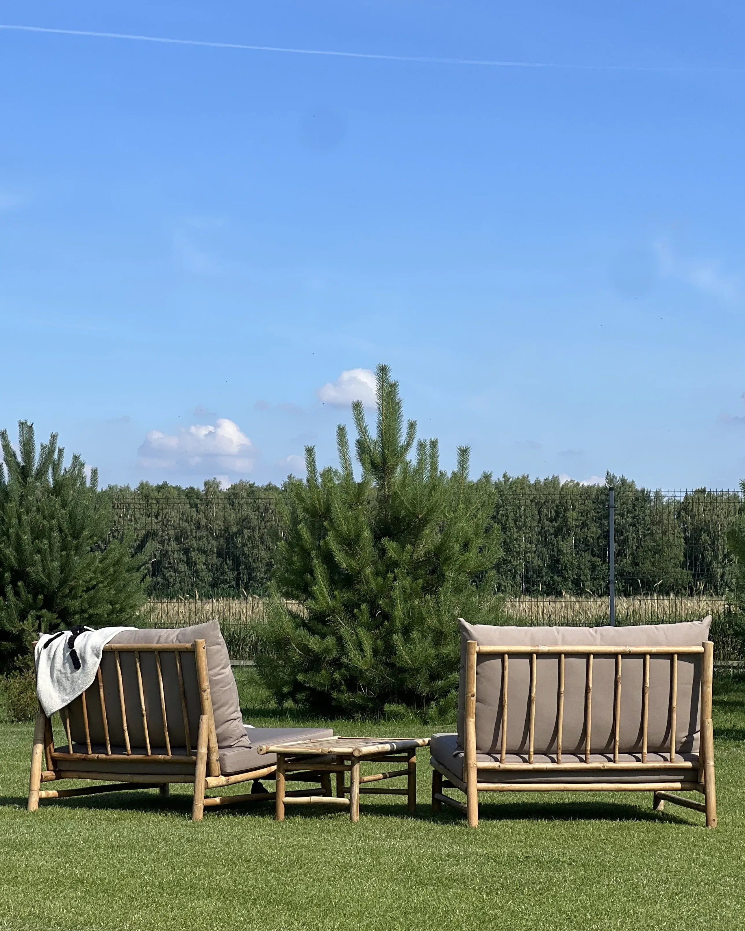 Table de jardin 45 cm 80 cm Bambou Marron