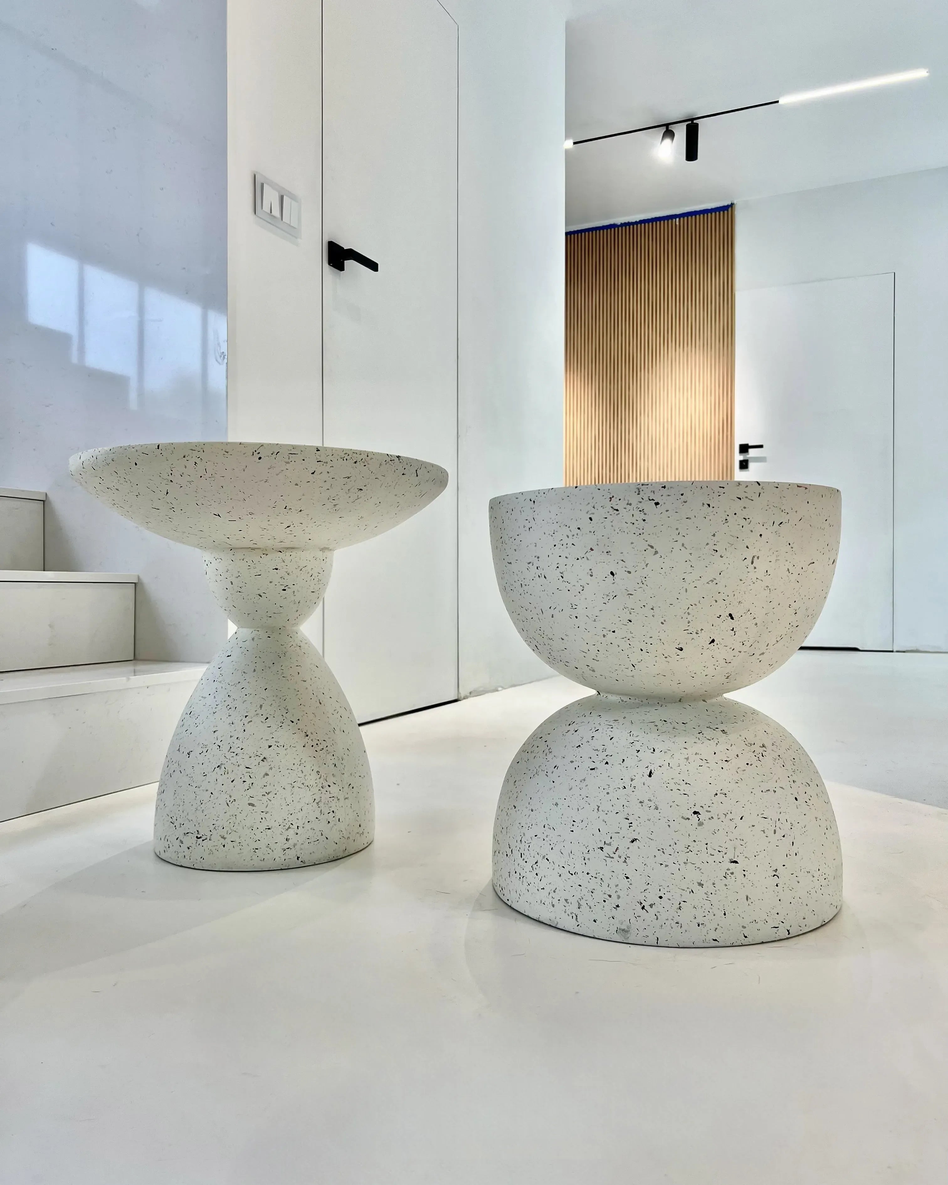 Table basse 40 cm 40 cm Effet terrazzo Blanc terrazzo