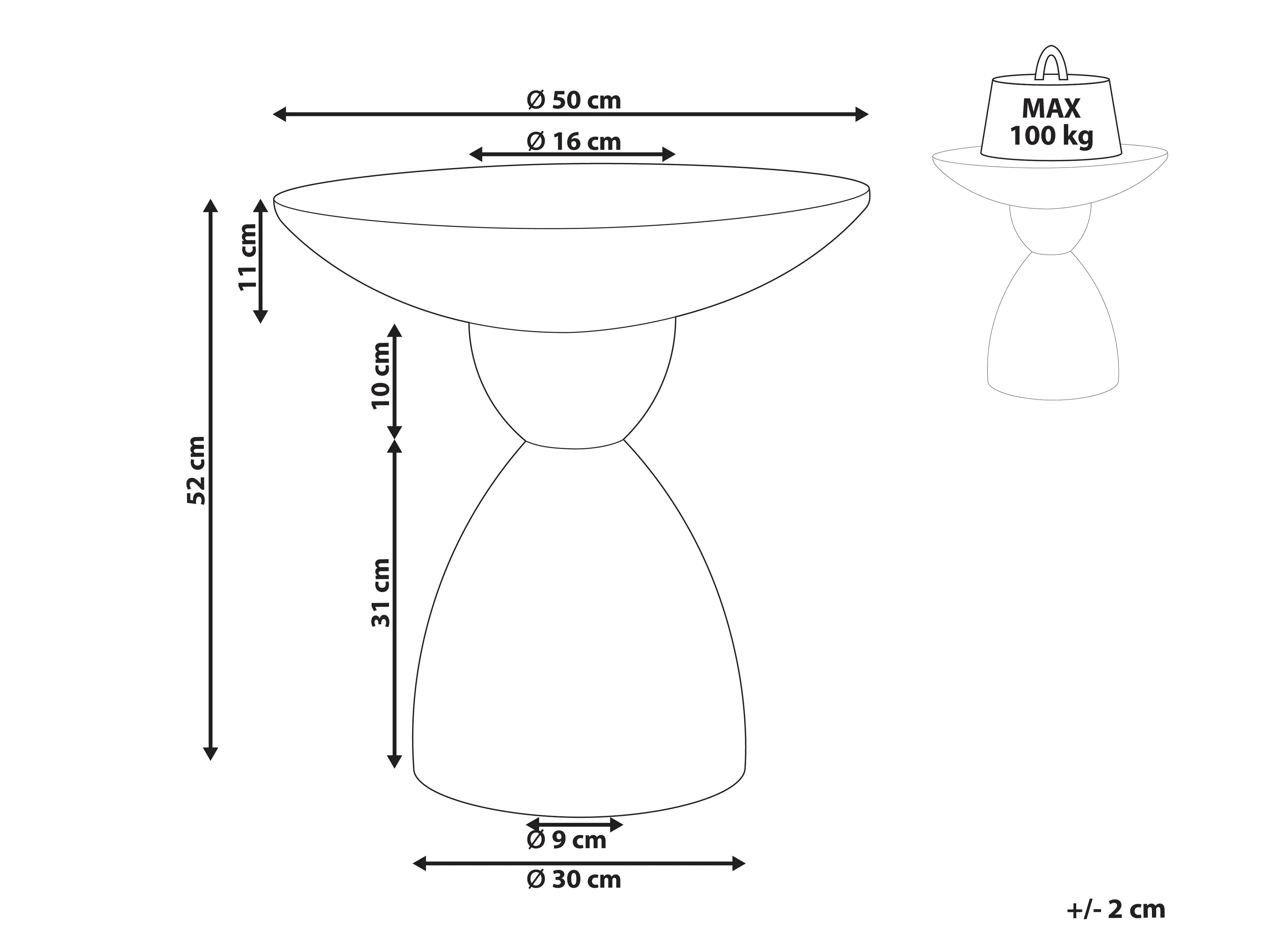 Table d'appoint 50 cm 50 cm Terrazzo Blanc