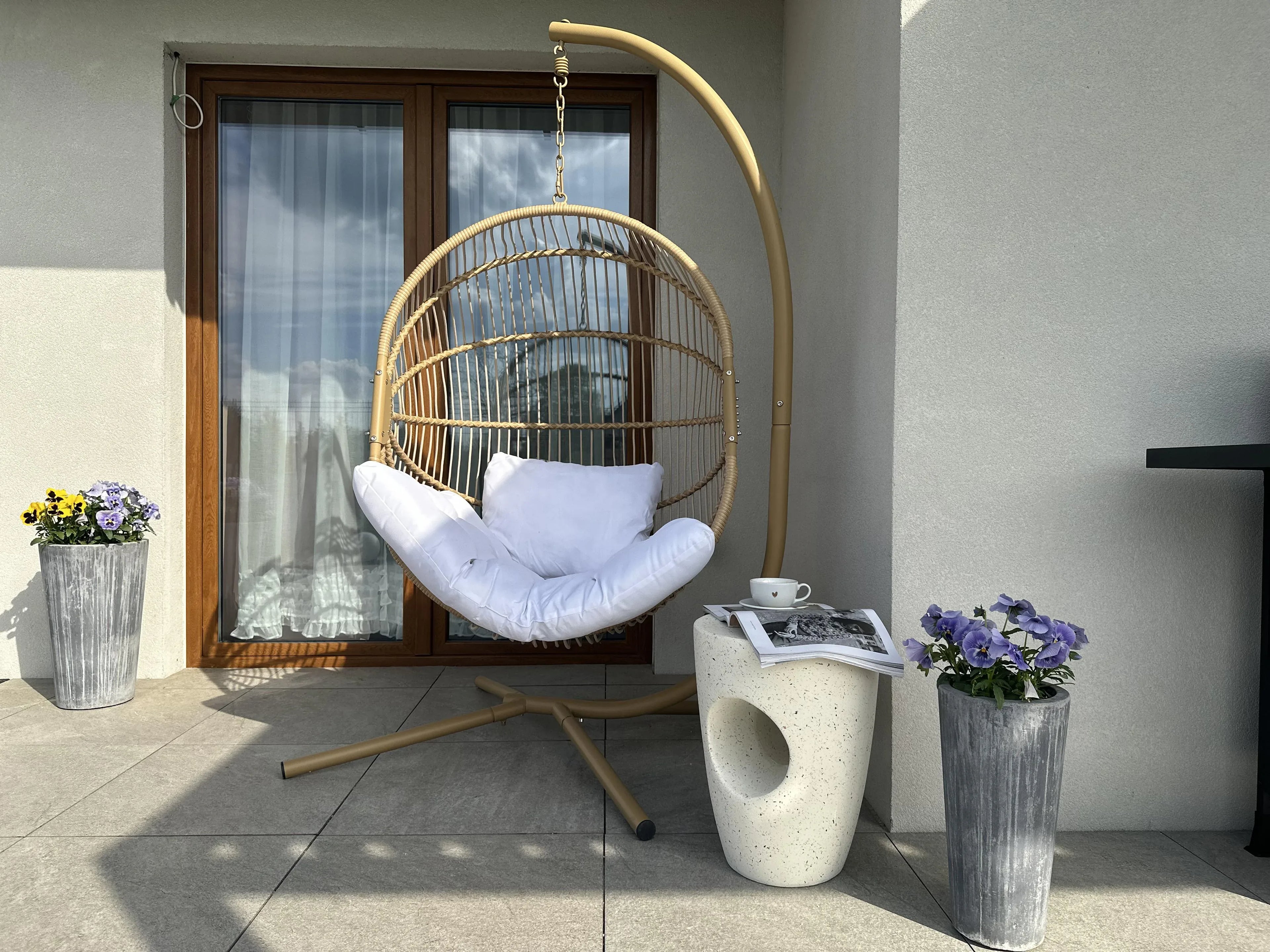 Table basse 37 cm 37 cm Effet terrazzo Terrazzo Blanc