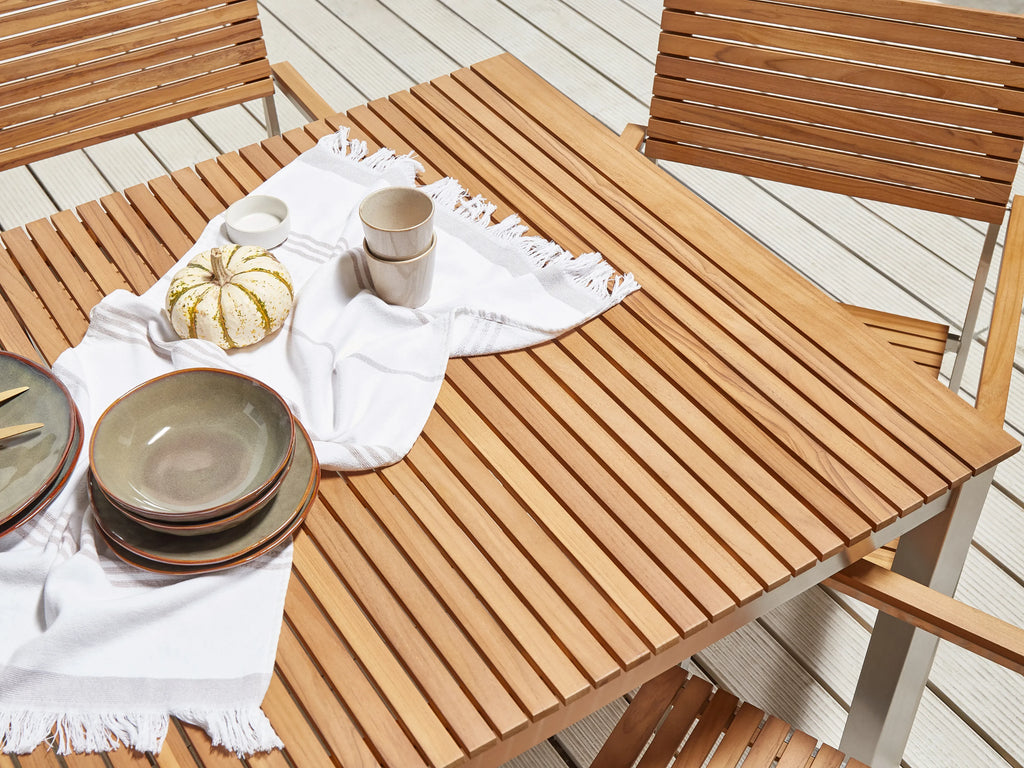 Table de salle à manger de jardin 200 cm x 90 cm en bois de teck certifié marron