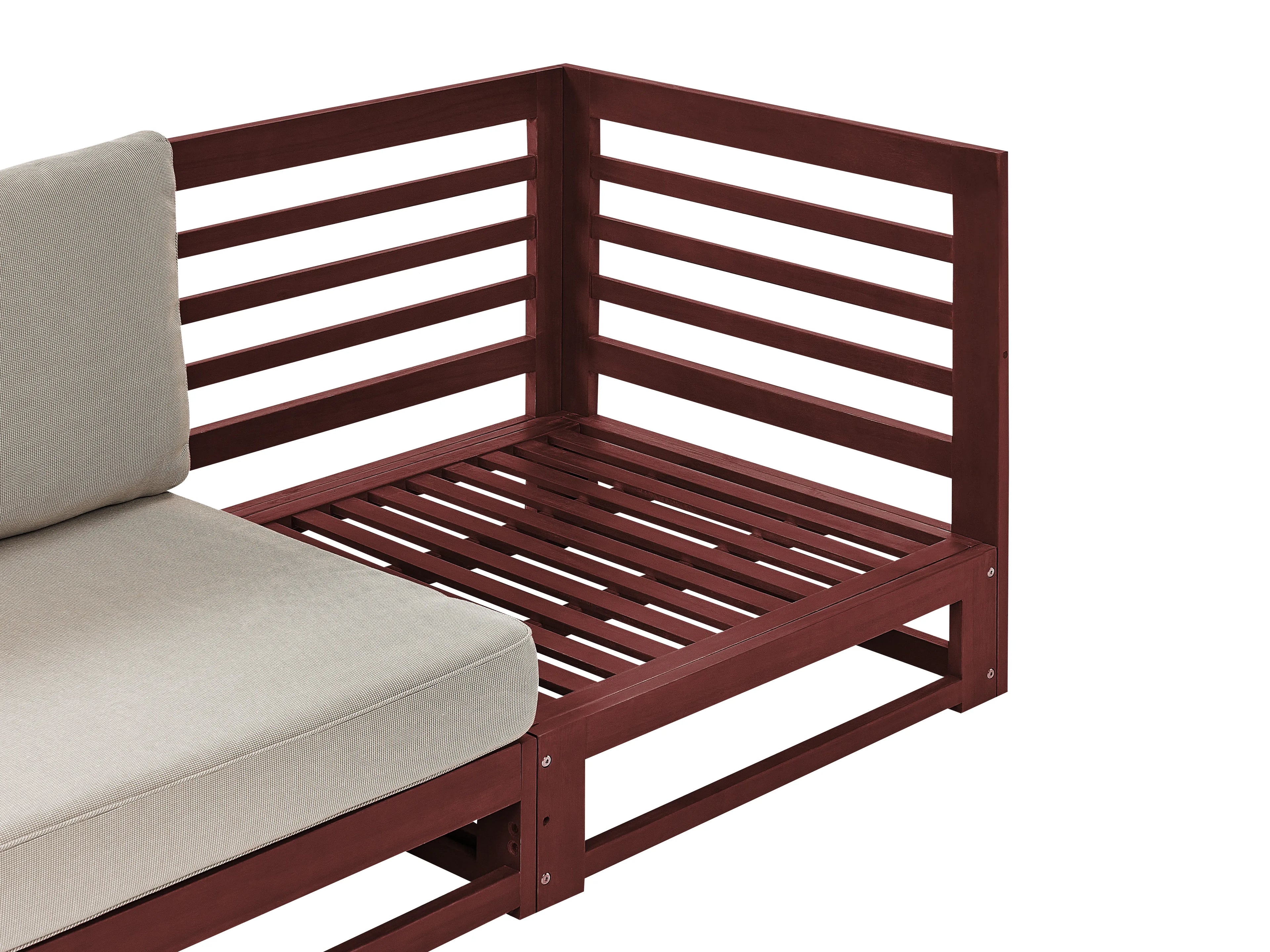 Canapé de jardin 3 places Modulable Bois d'acacia Rouge foncé