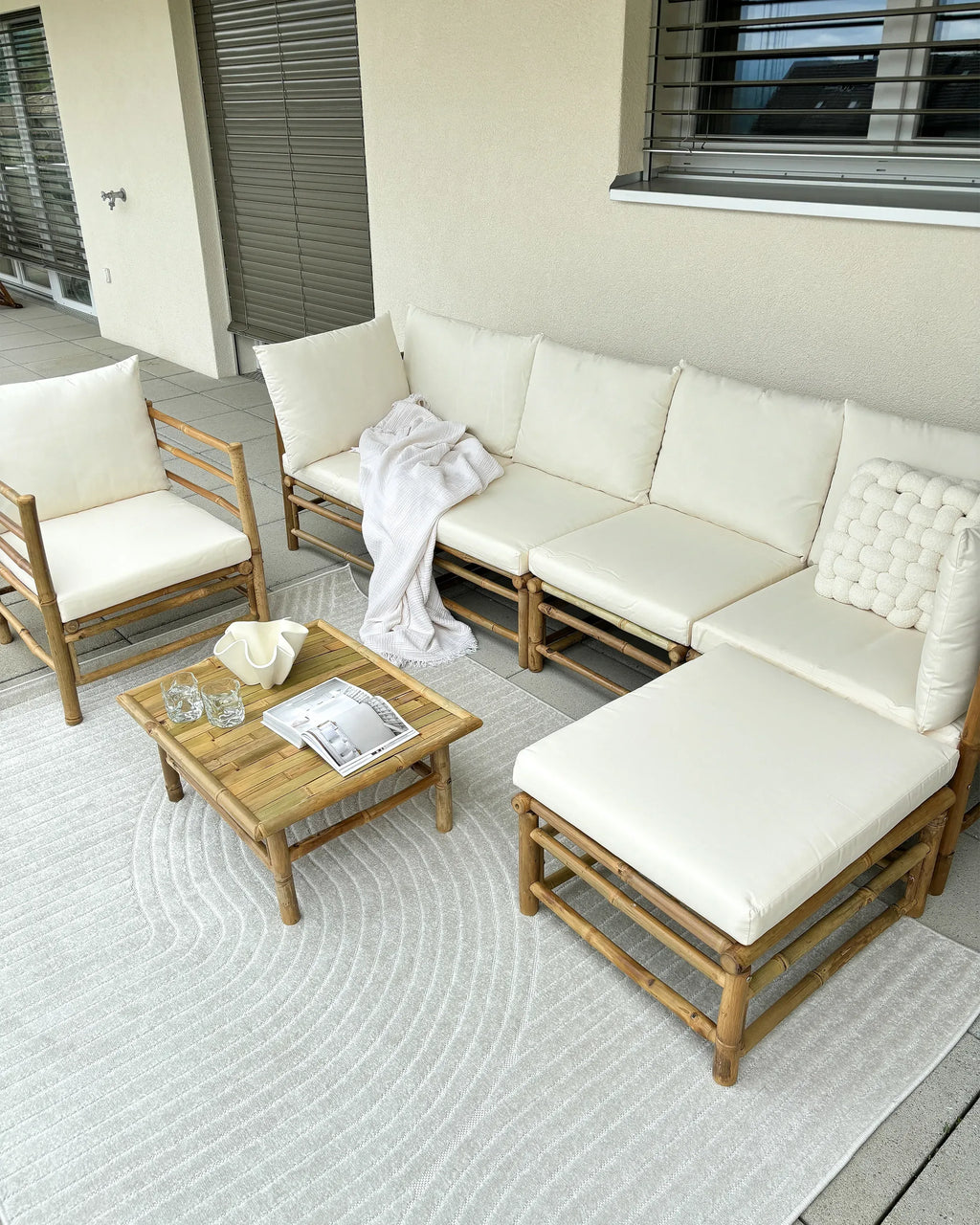 Table de jardin 55 cm 64 cm Bambou Marron