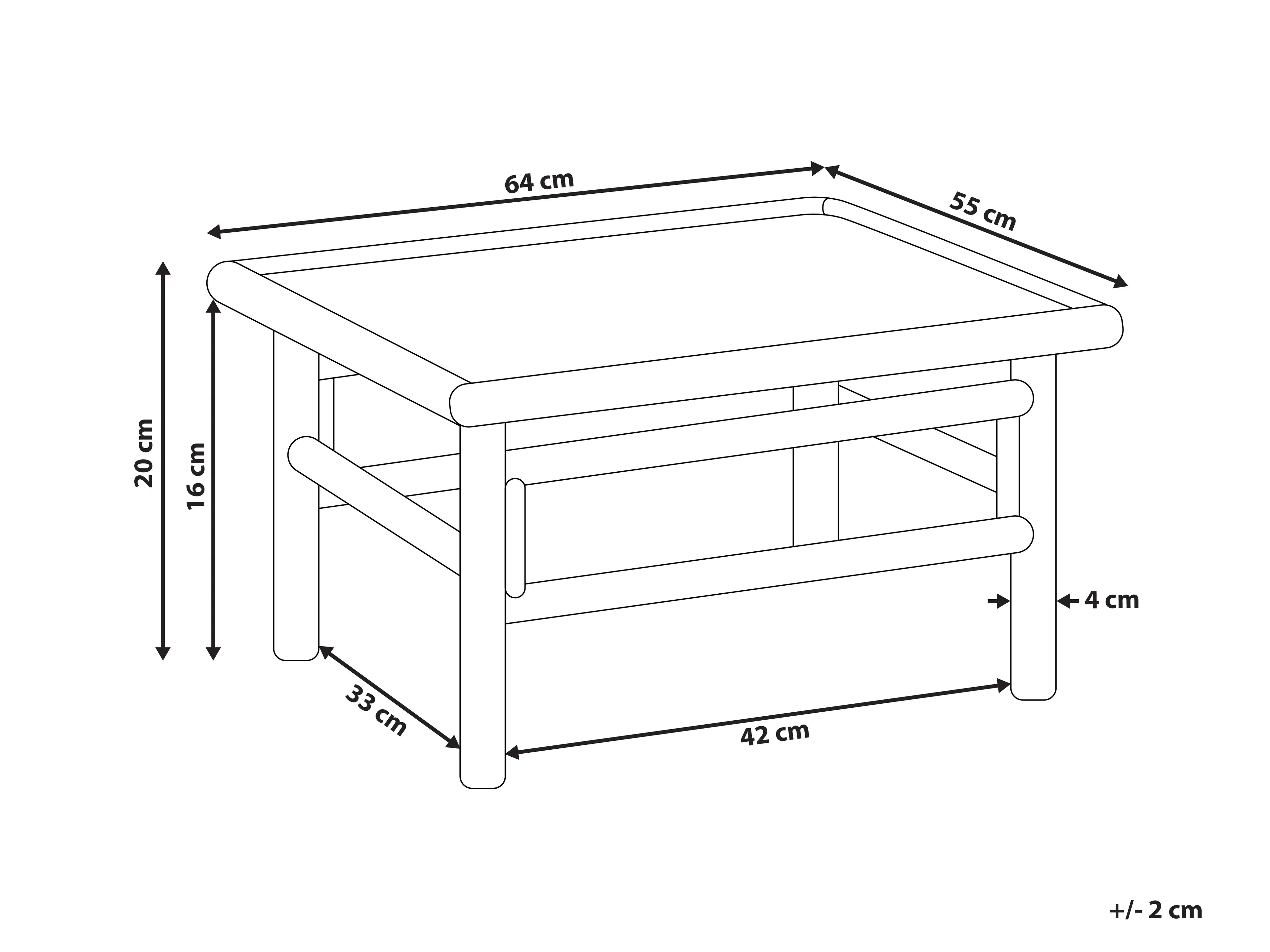 Table de jardin 55 cm 64 cm Bambou Marron