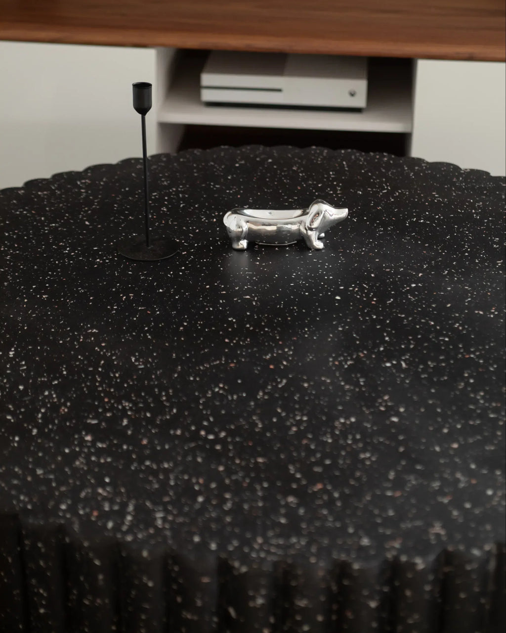 Table basse 106 cm 106 cm Effet terrazzo Terrazzo noir
