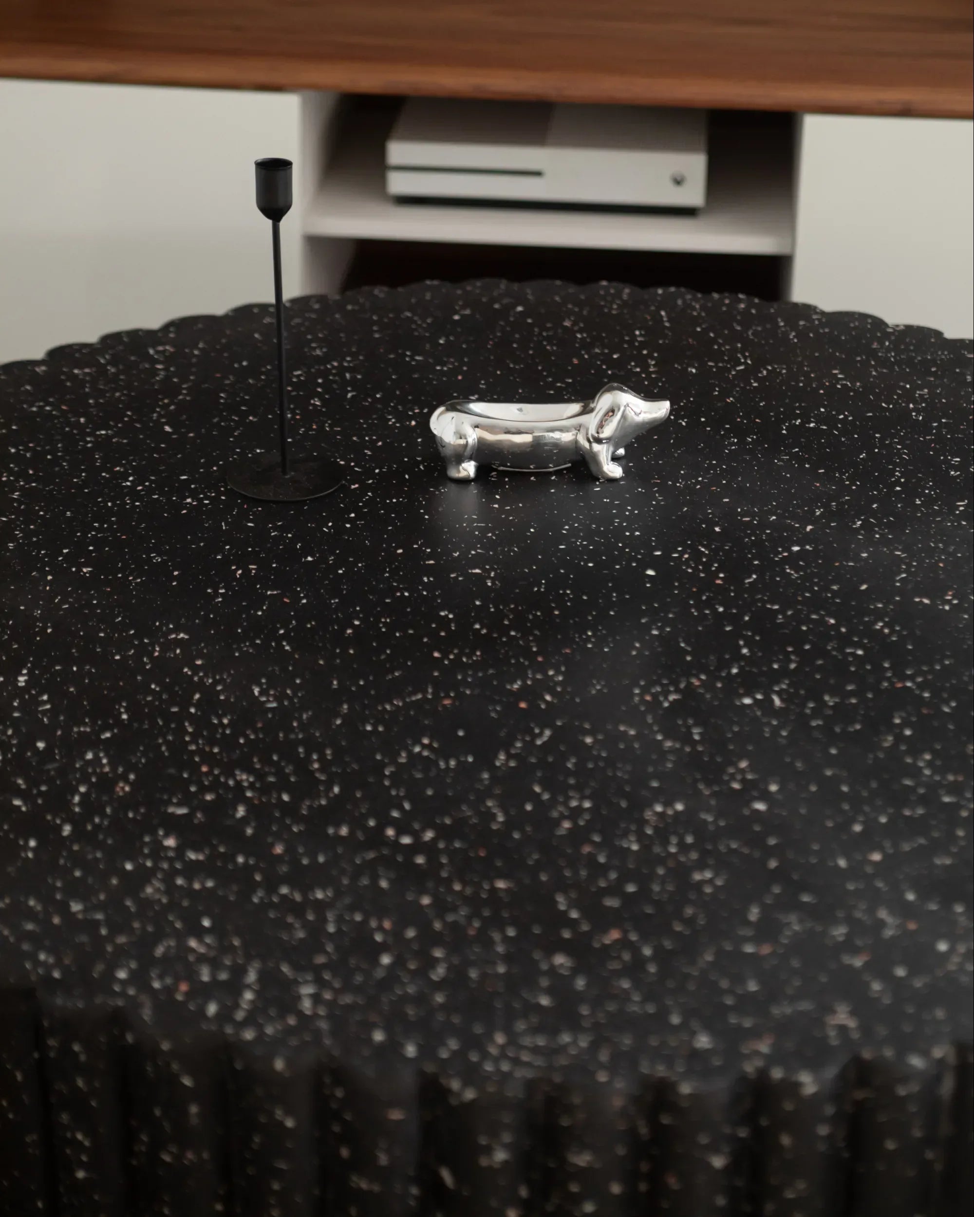 Table basse 106 cm 106 cm Effet terrazzo Terrazzo noir