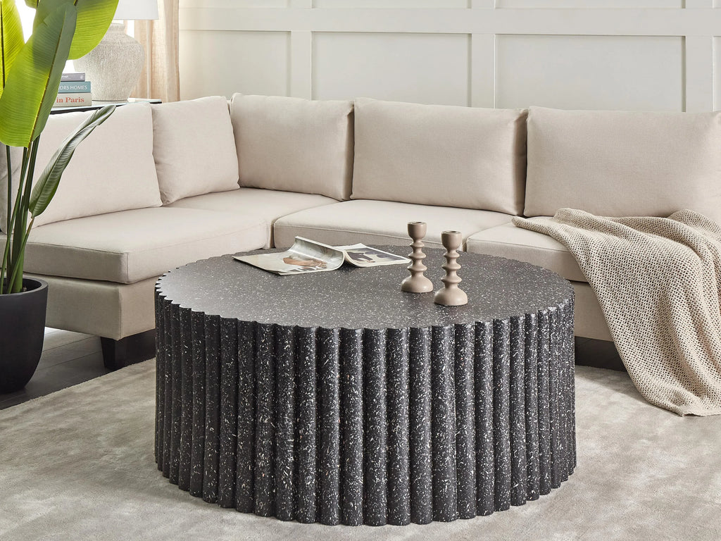 Table basse 106 cm 106 cm Effet terrazzo Terrazzo noir