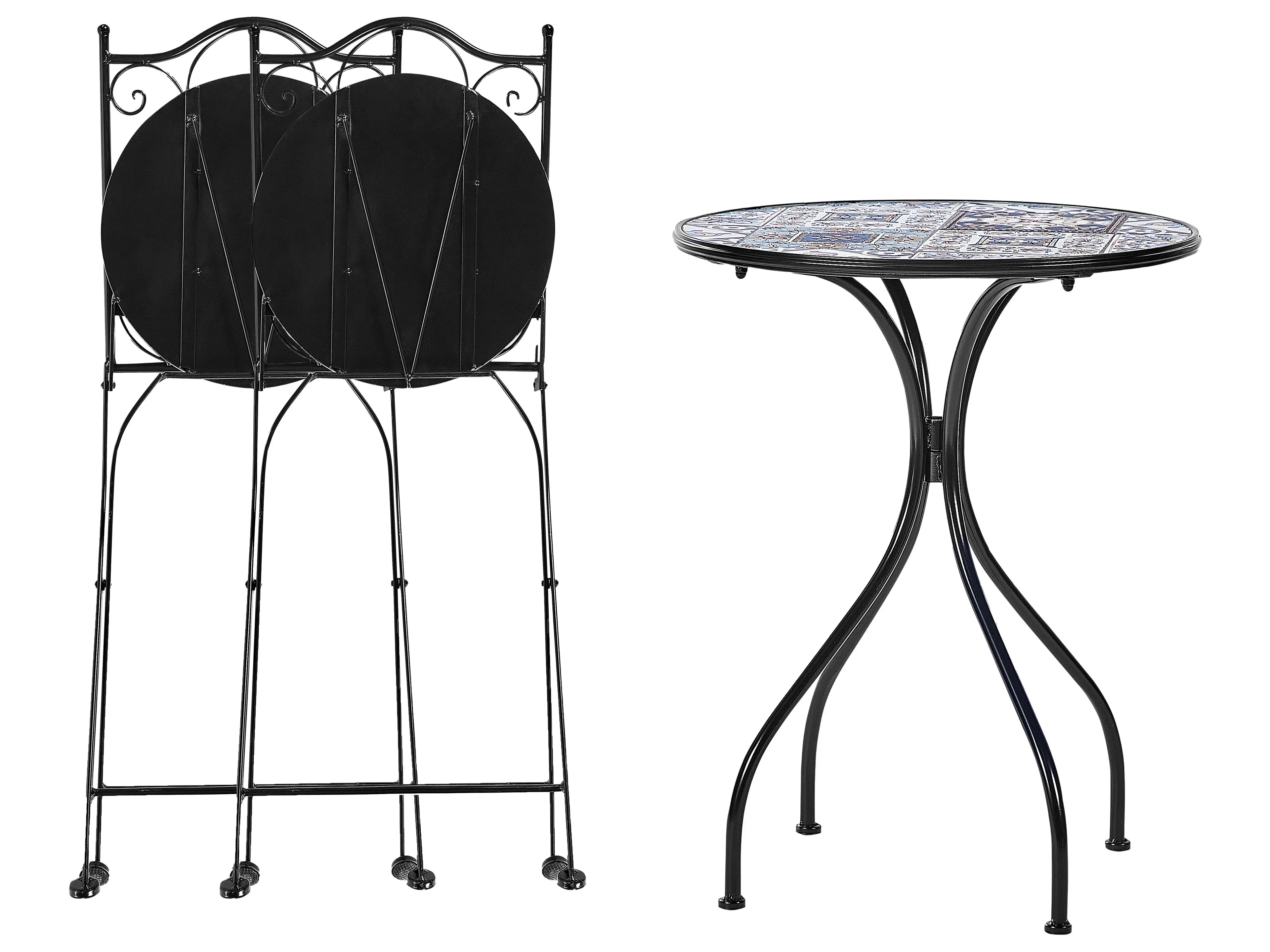 Table bistrot pliable en métal noir