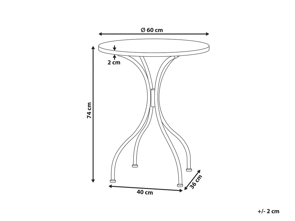 Table de bistrot 60 cm 60 cm Blanc