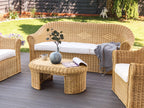 Canapé de jardin 3 places en rotin naturel
