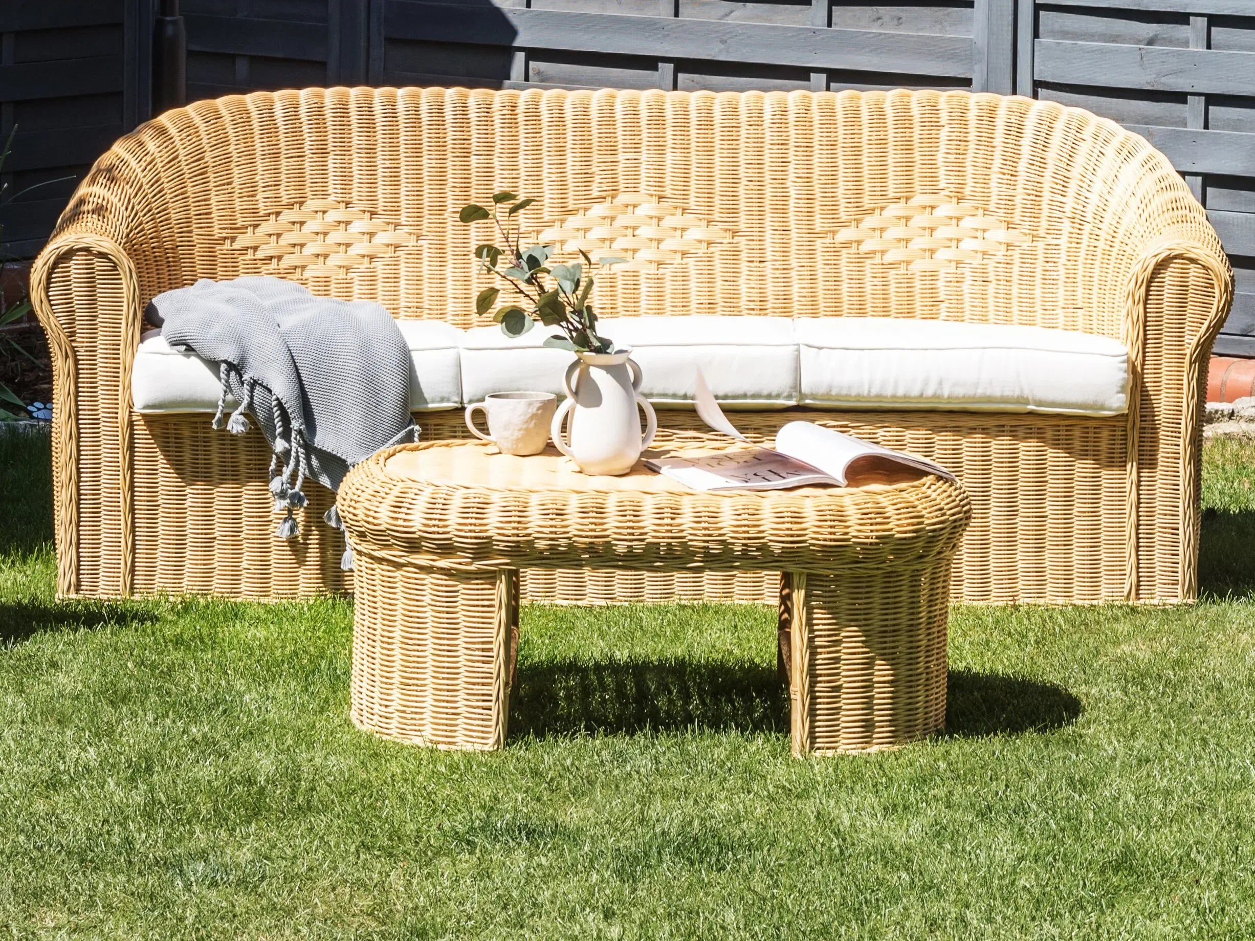 Table de jardin 60 cm 96 cm Rotin Naturel