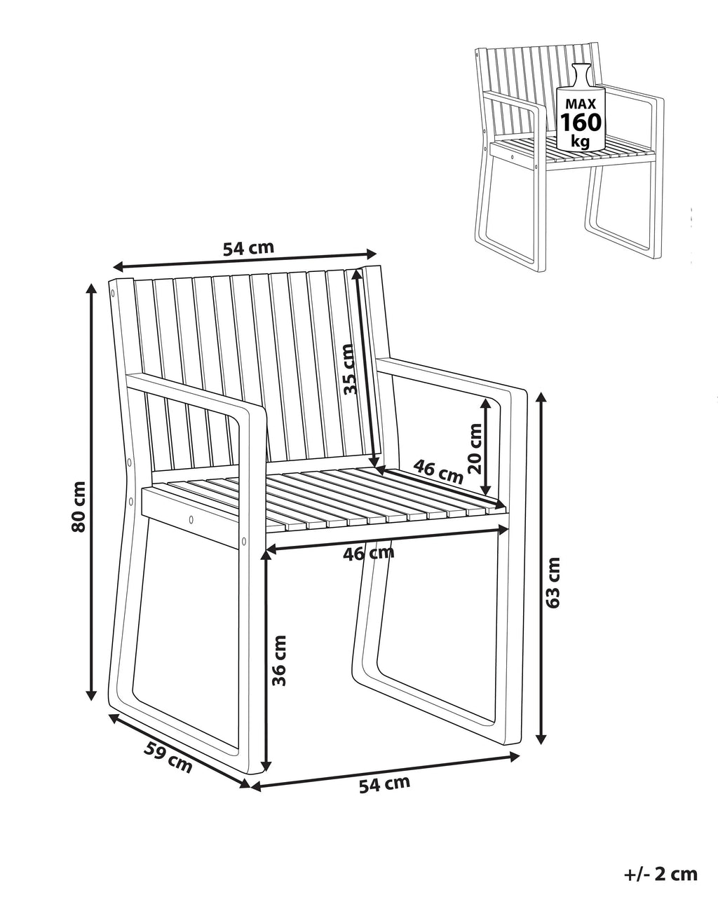 Chaise de jardin Bois d'acacia Marron foncé