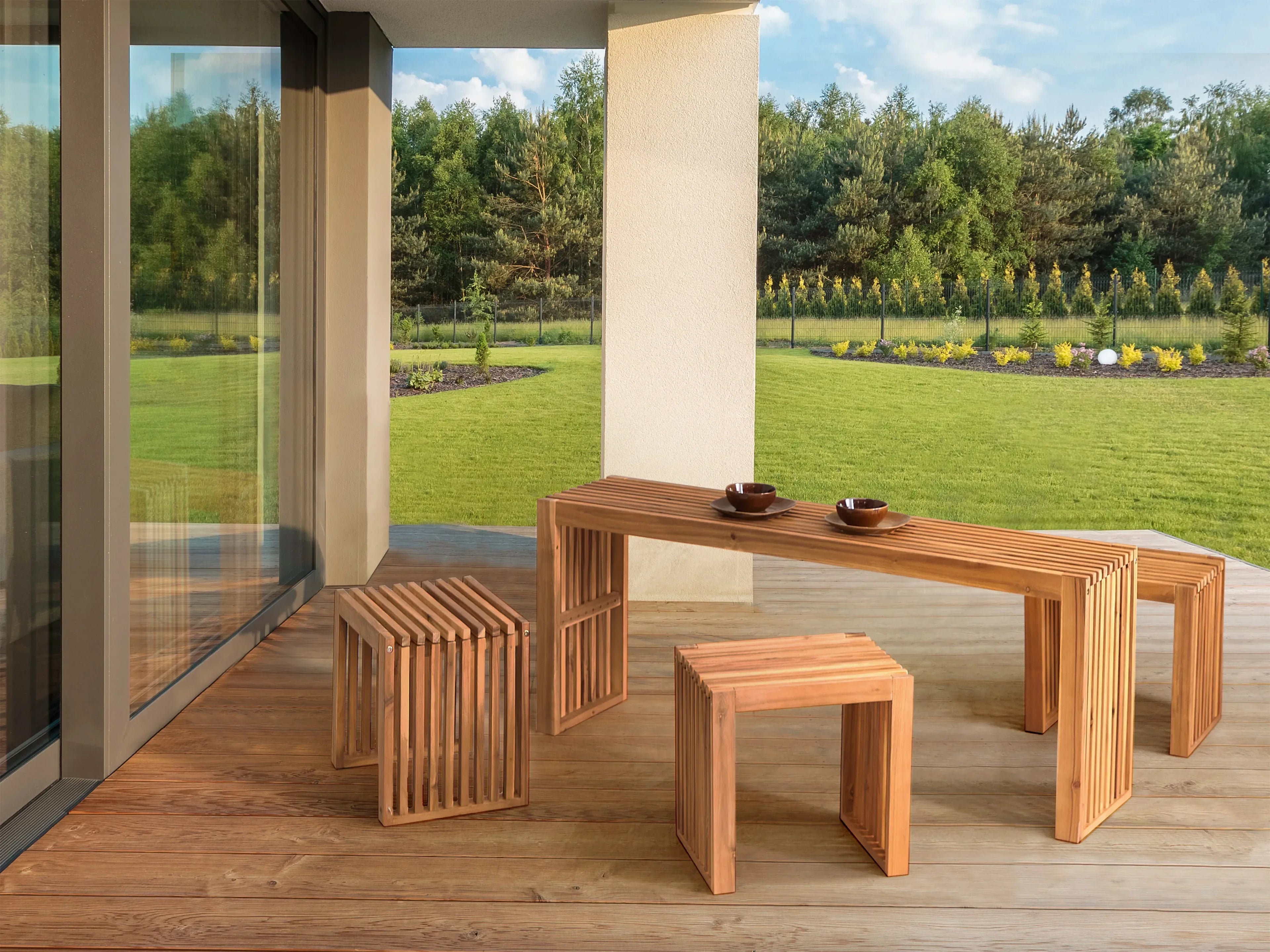 Table de jardin 150 cm 35 cm Bois d'acacia Marron