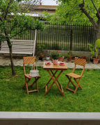 Table de bistrot pliante en bois d'eucalyptus marron