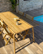 Table à manger de jardin 180 cm 90 cm Bambou Marron clair