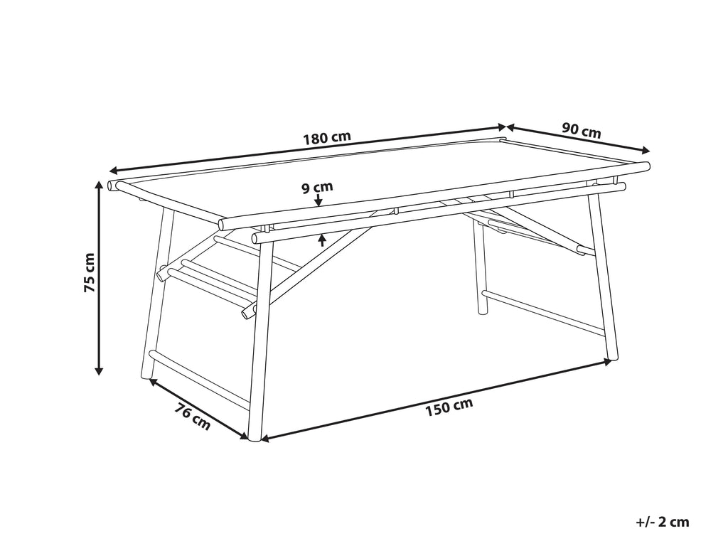 Table à manger de jardin 180 cm 90 cm Bambou Marron clair