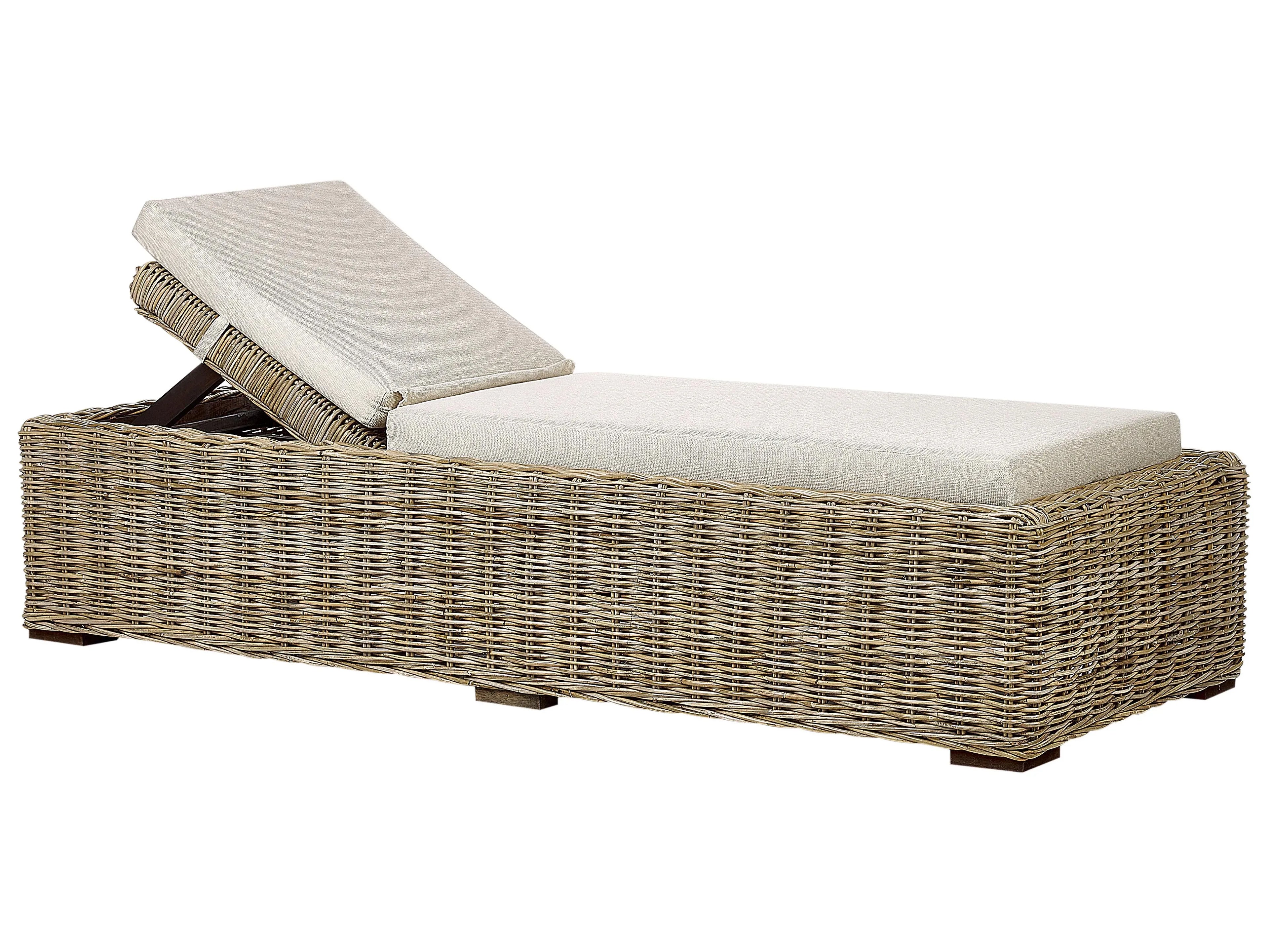 Lettino Prendisole con Cuscino  Rattan Naturale