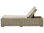 Chaise longue avec coussin en rotin naturel