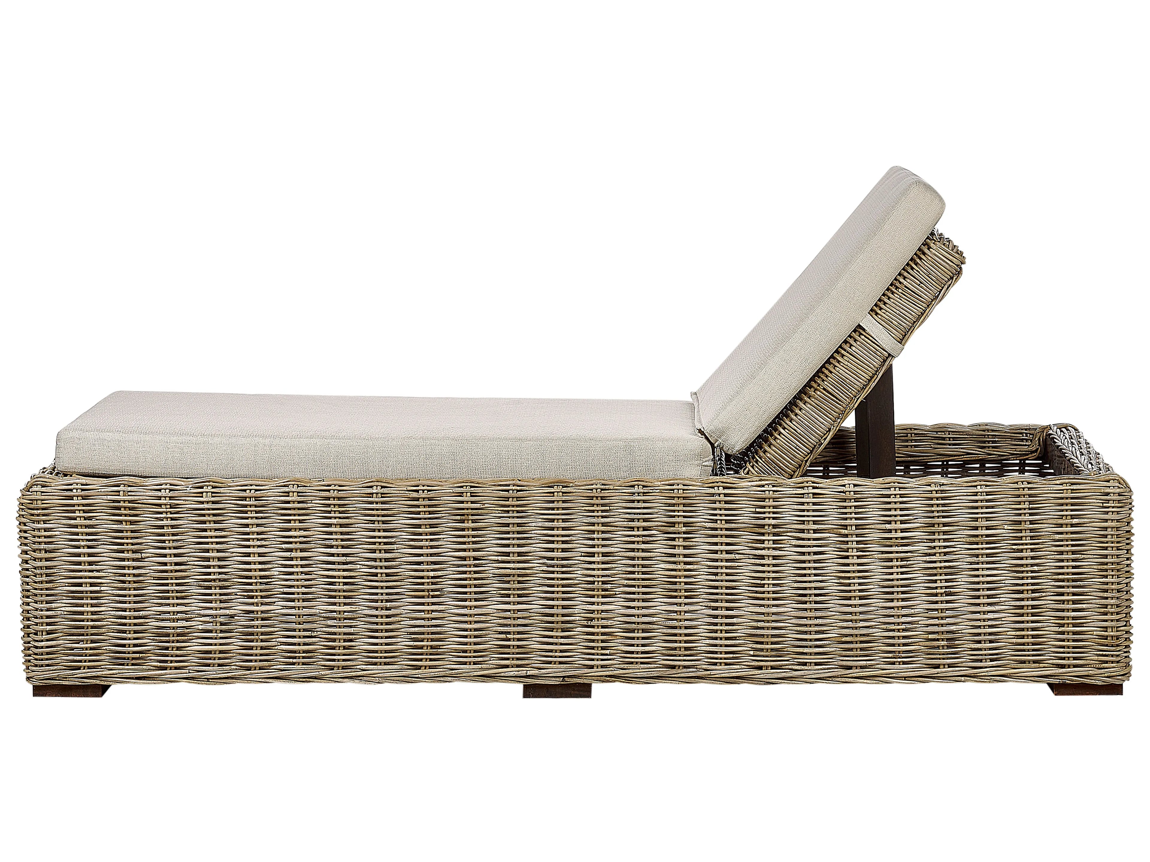 Chaise longue avec coussin en rotin naturel
