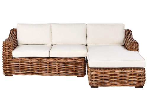Divano angolare da giardino 3 posti  Lato Sinistro Rattan Naturale