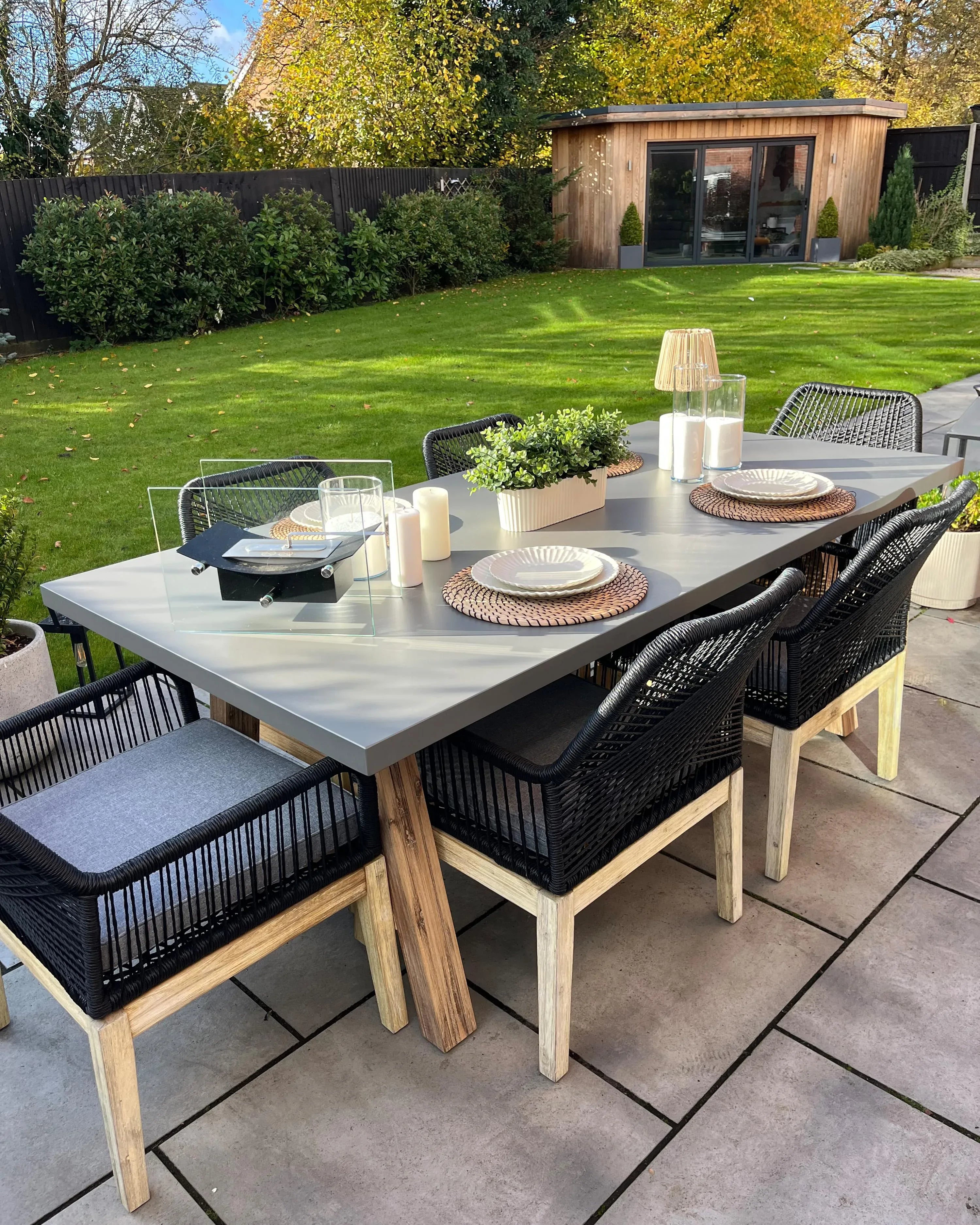 Table de salle à manger de jardin 200 cm 100 cm Béton Gris
