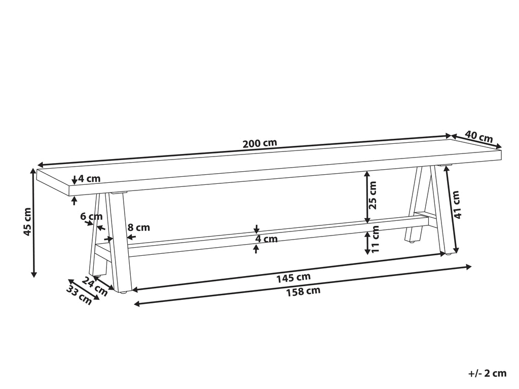 Banc de jardin 200 cm Ciment Gris