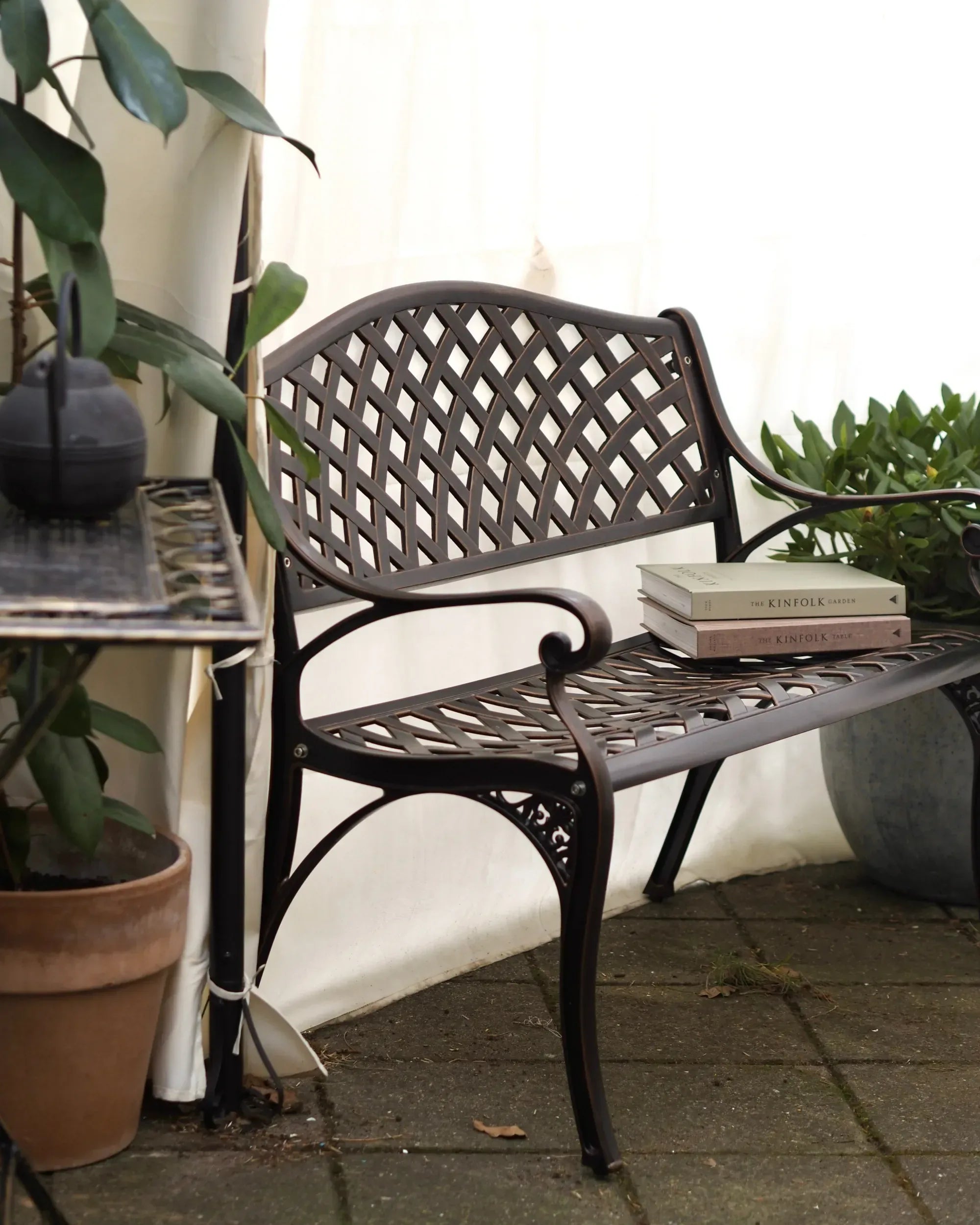 Banc de jardin 104 cm Métal Marron