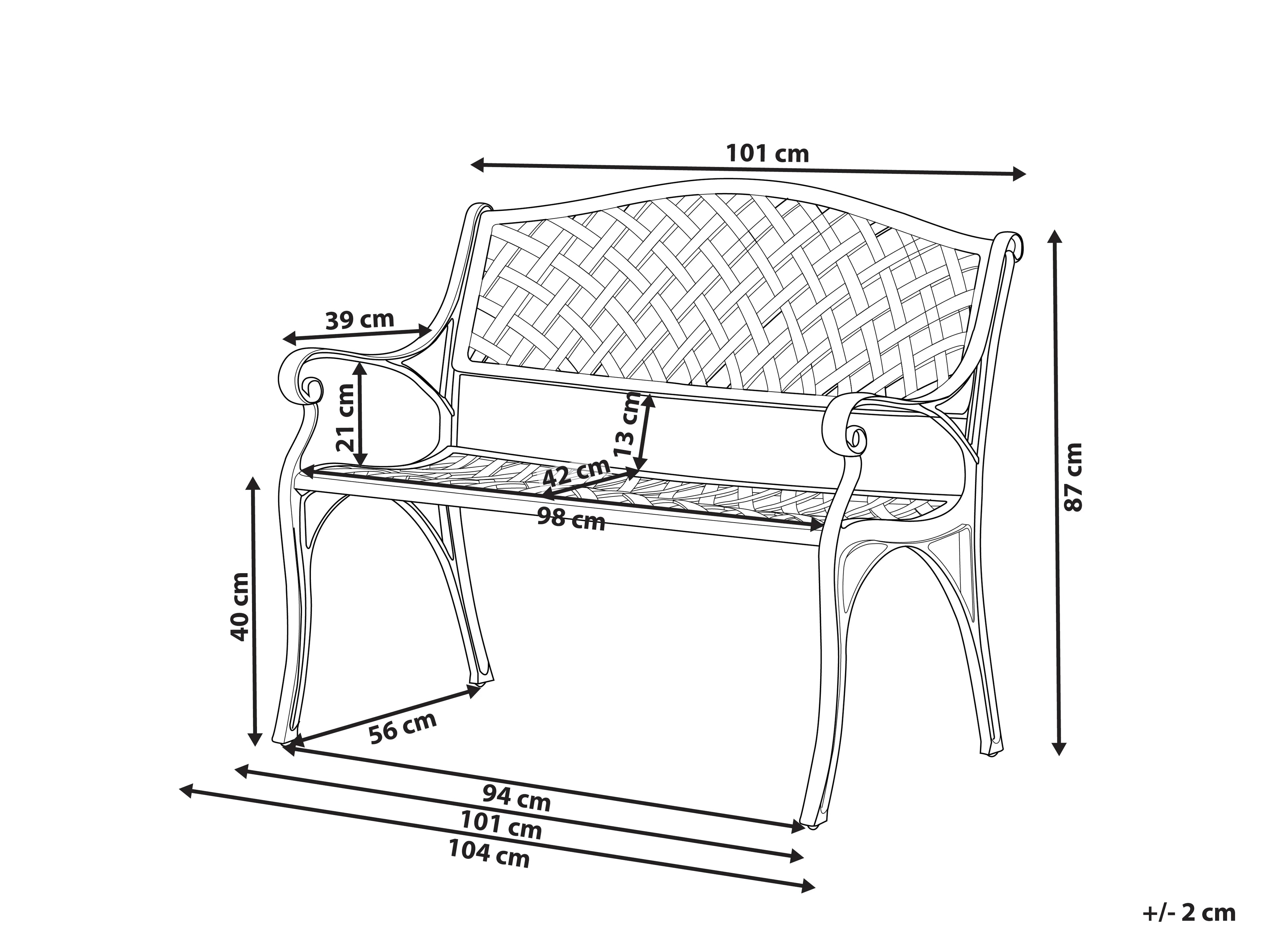 Banc de jardin 104 cm Métal Marron