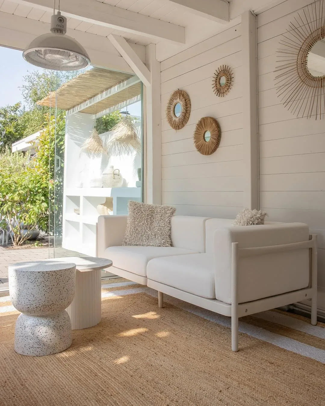 Canapé de jardin 2 places Beige clair