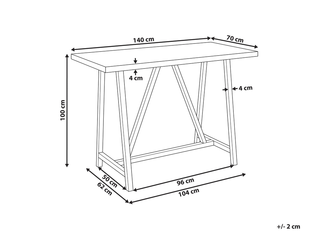 Table de bar de jardin 140 cm 70 cm Gris