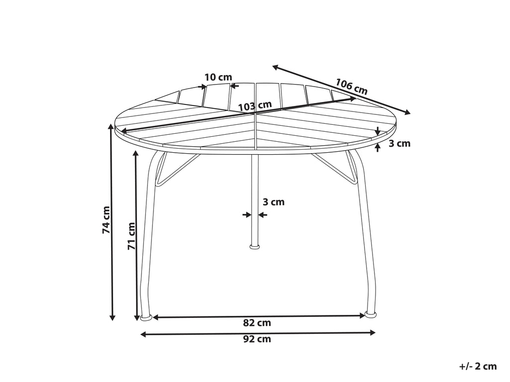 Table de jardin 106 cm 103 cm Bois d'acacia Marron