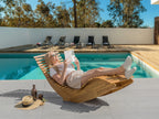 Chaise longue en bois d'acacia marron