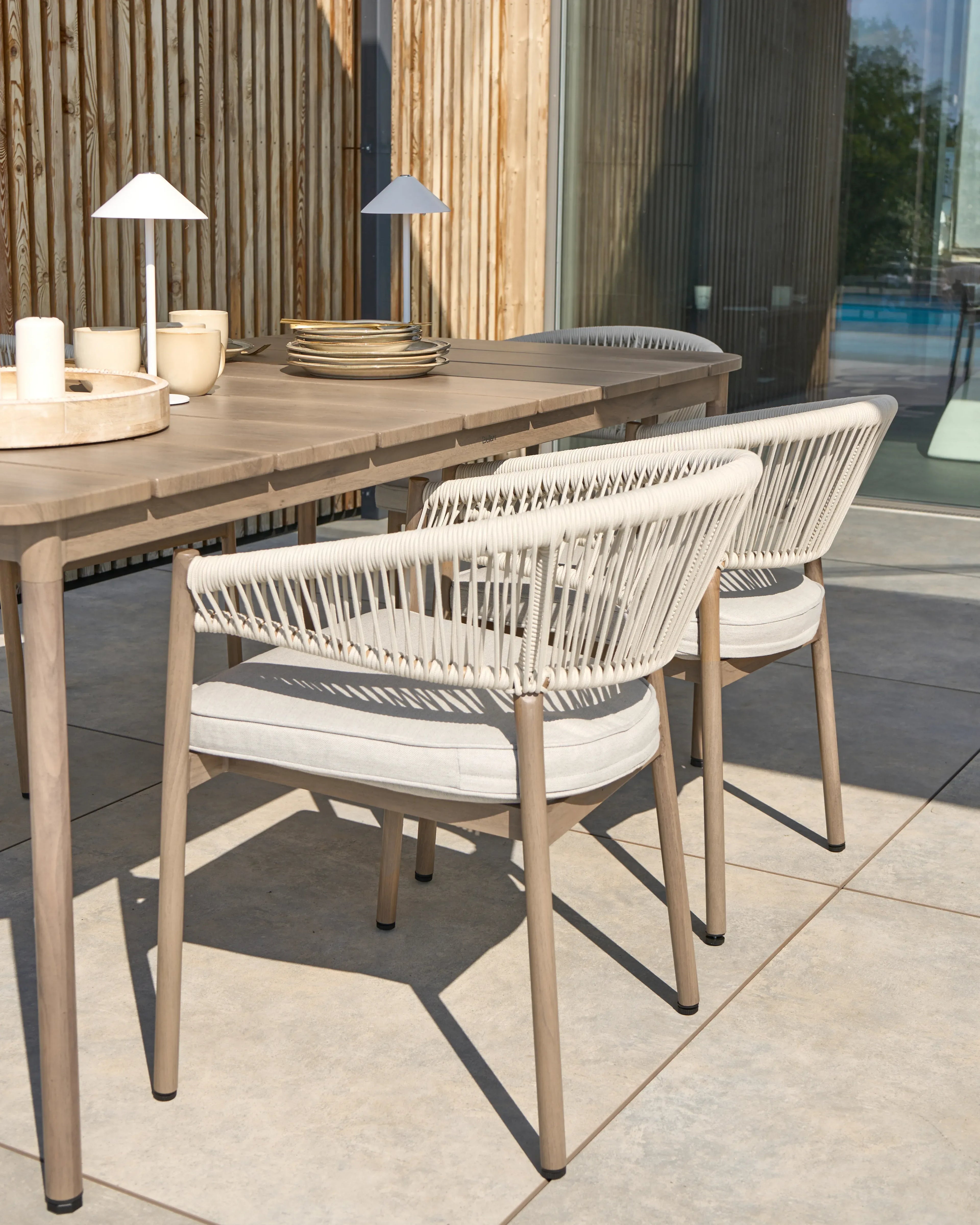 Table à manger de jardin 185 cm 96 cm Métal Marron