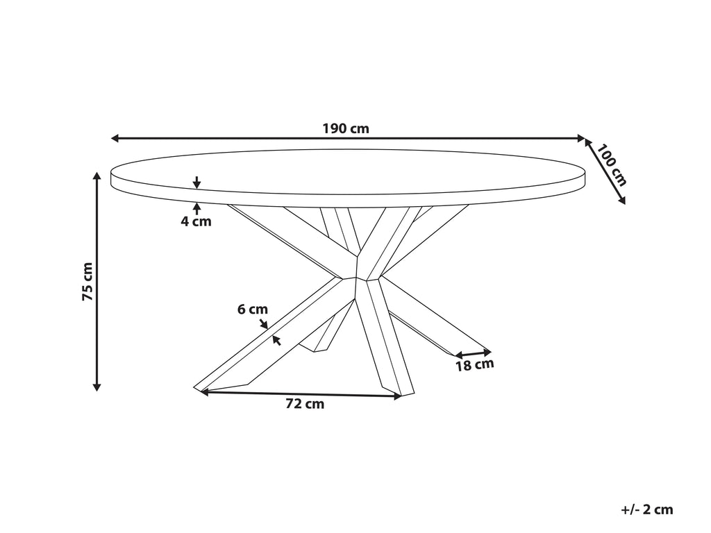 Table à manger de jardin 190 cm 100 cm Ciment Gris