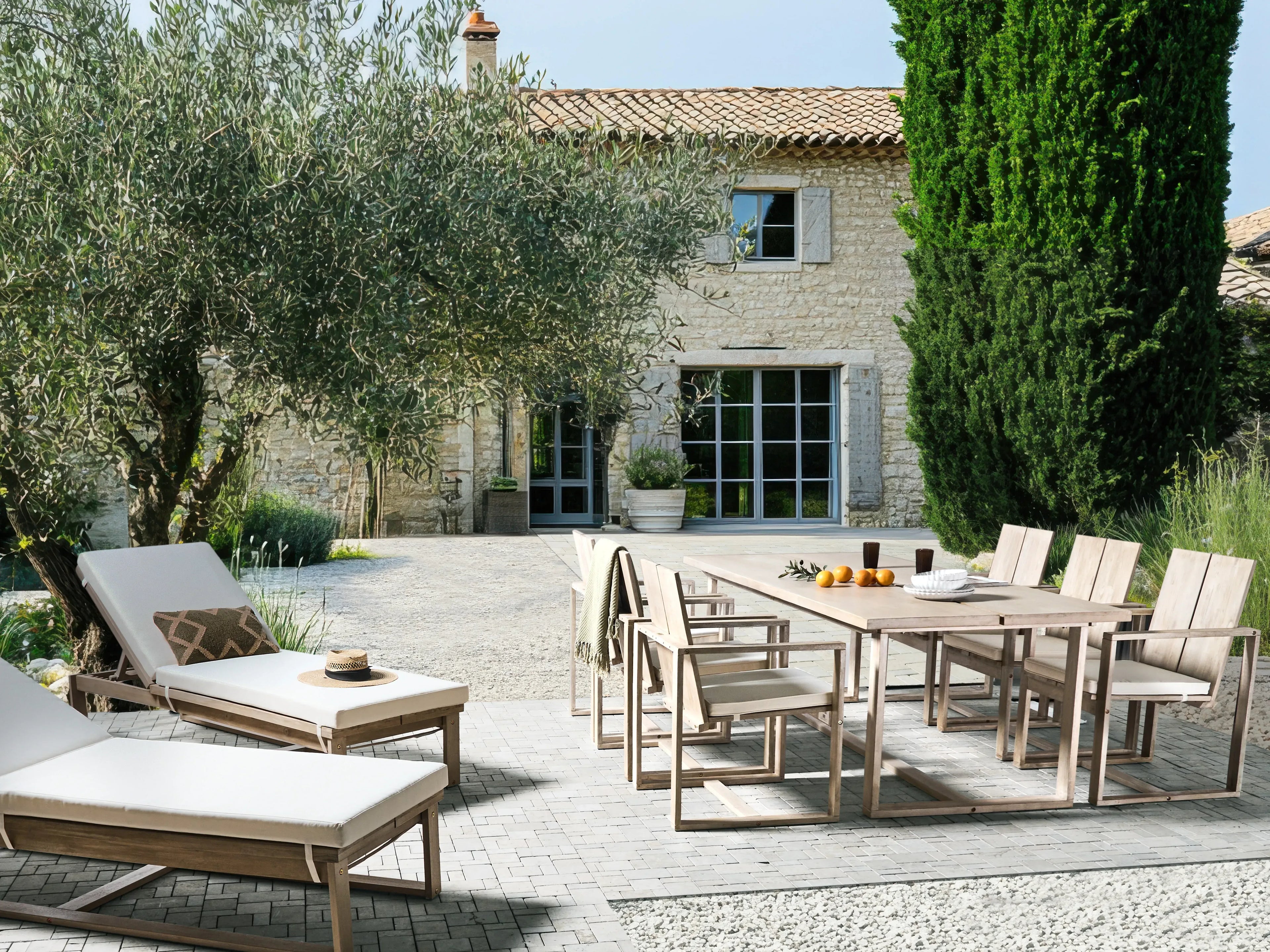 Table à dîner de jardin 230 cm 100 cm Bois d'acacia Marron clair